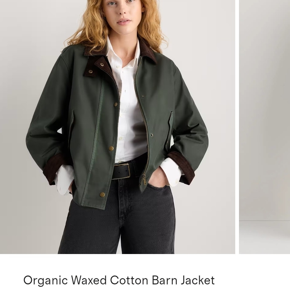 Quince Organic Waxed Cotton Barn Jacket - Green